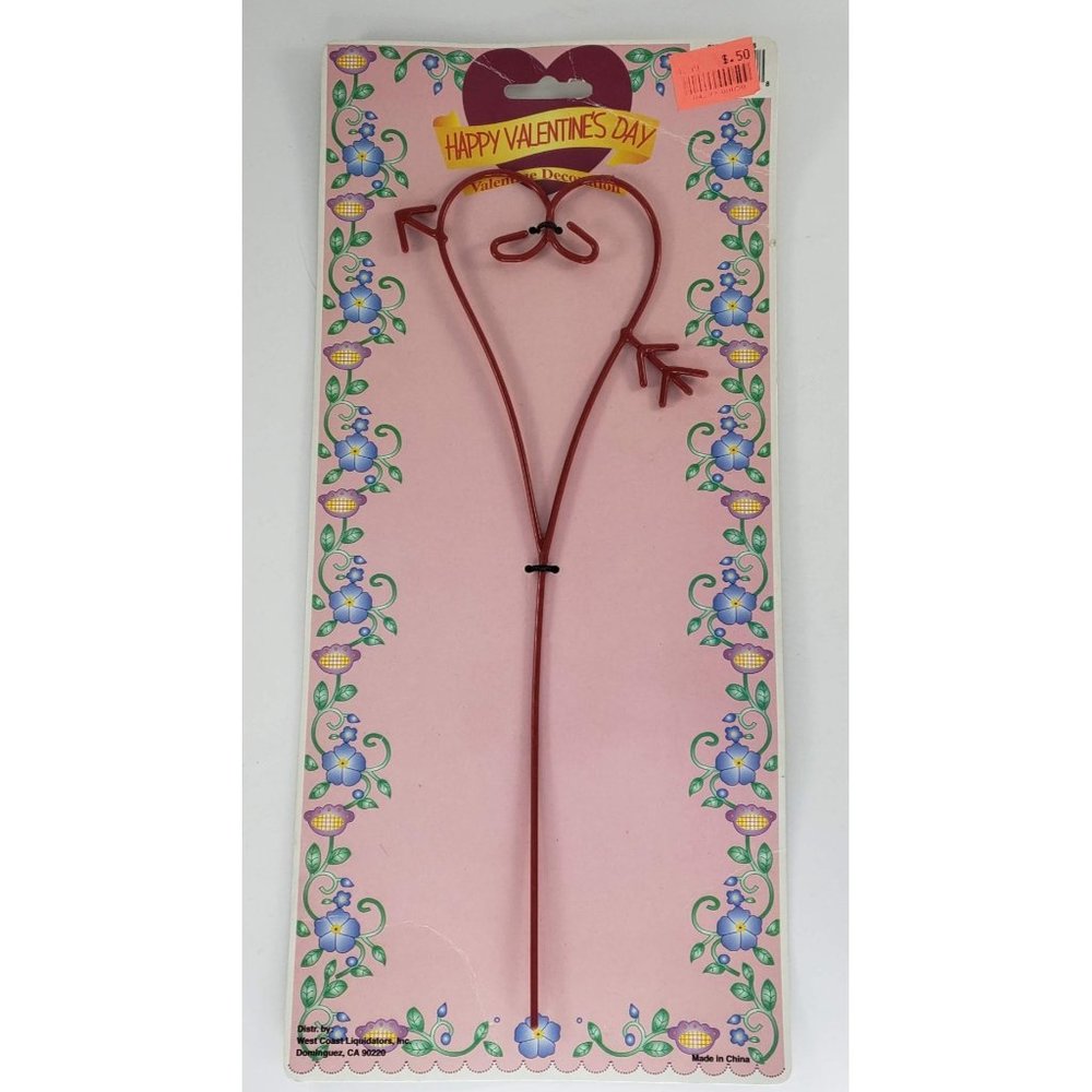 Vintage Happy Valentine's Day Decoration Planter Stake NOS West Coast Liquidator